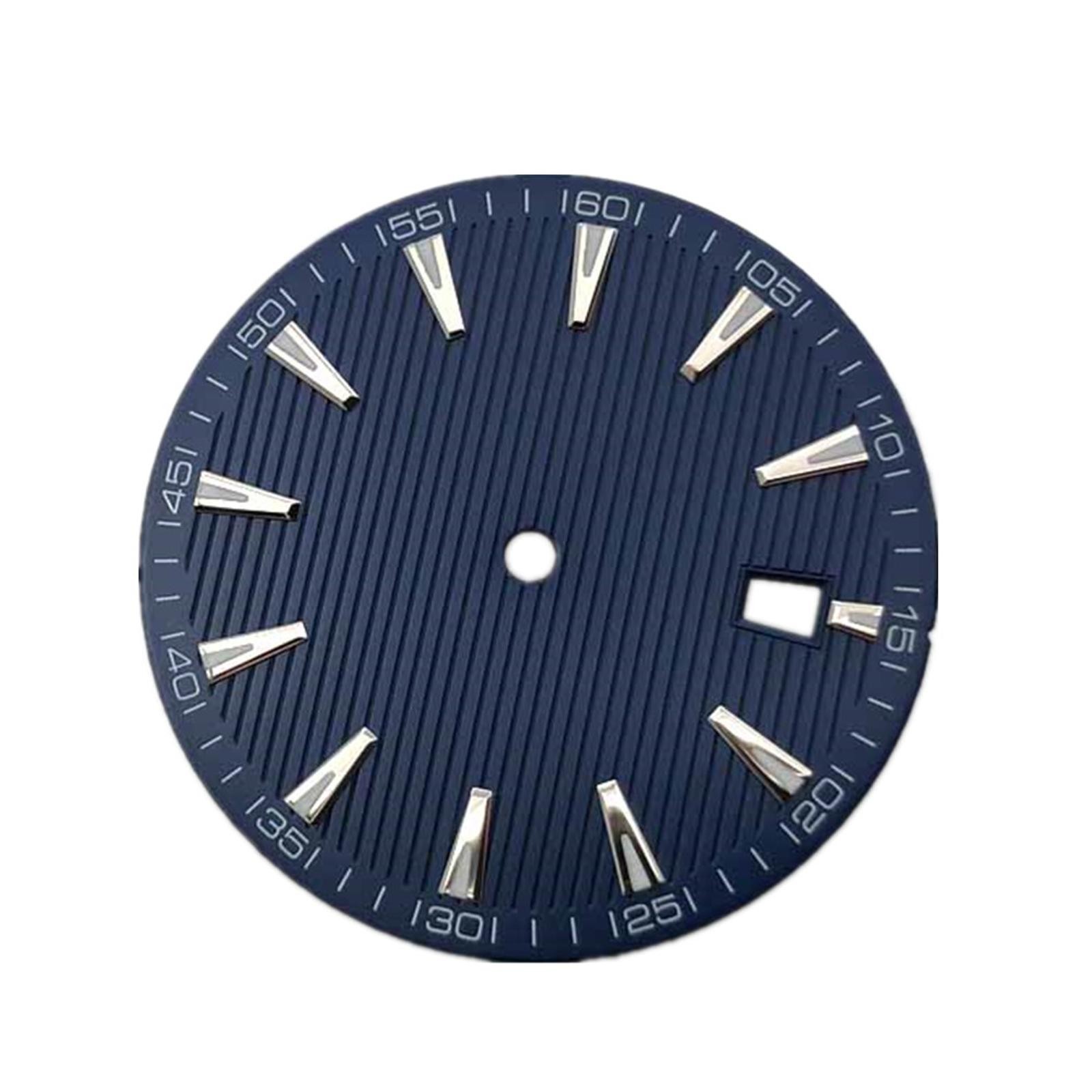 33.5mm Blue Watch Dial Face Plate Date @3 For NH35/NH35A Movement Replacement L