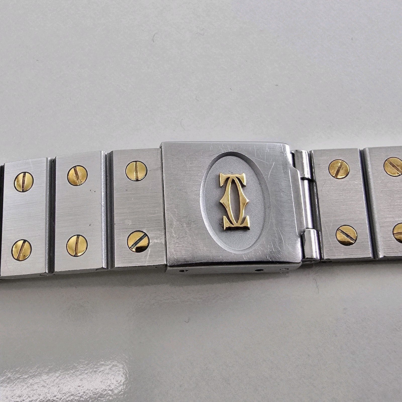 CARTIER SANTOS RONDE 8191 WATCH STEEL GOLD BRACELET 16 M (GOOD & 100% ORIGINAL)