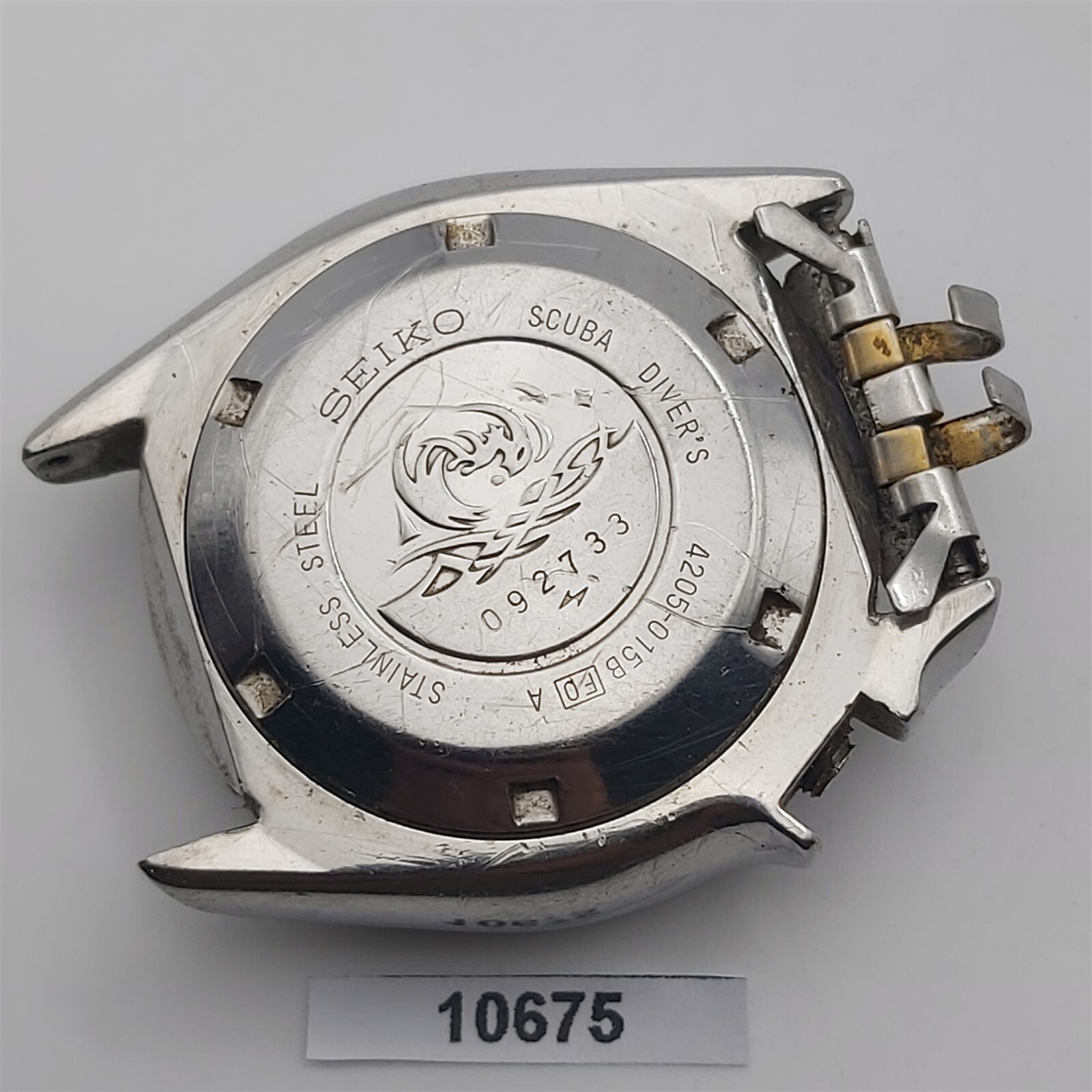 USED VINTAGE SEIKO 4205 MIDSIZED WATCH DIVER CASE BACK COVER BEZEL KIT BVT010675