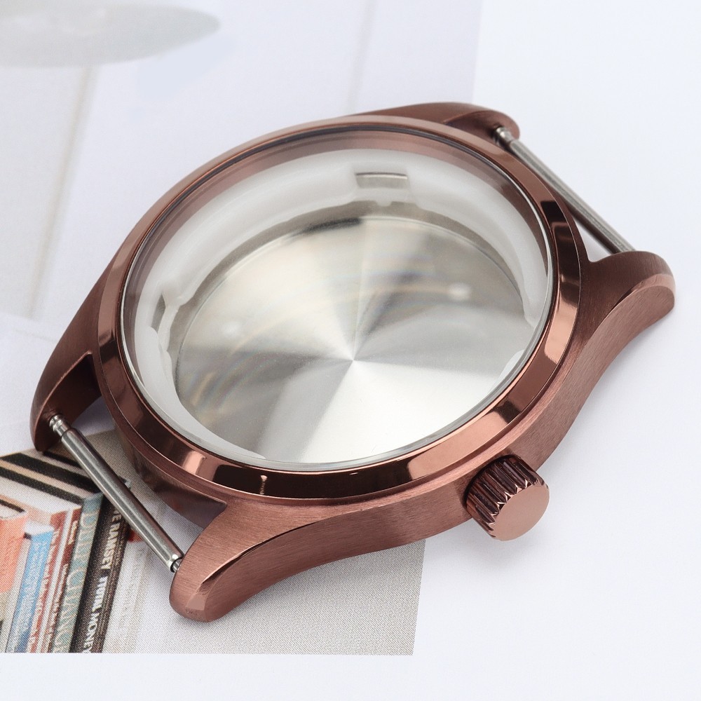 Pilot Watch Case 40mm Retro Rose Red 316 Stainless 10ATM For Seiko NH35 Movement
