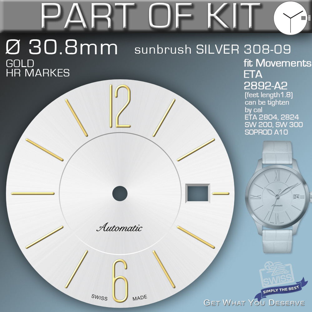DO IT YOURSELF KIT 4: ELEGANCE CASE 34MM, DIAL, HANDS, fit ETA 2892-A2, SW300
