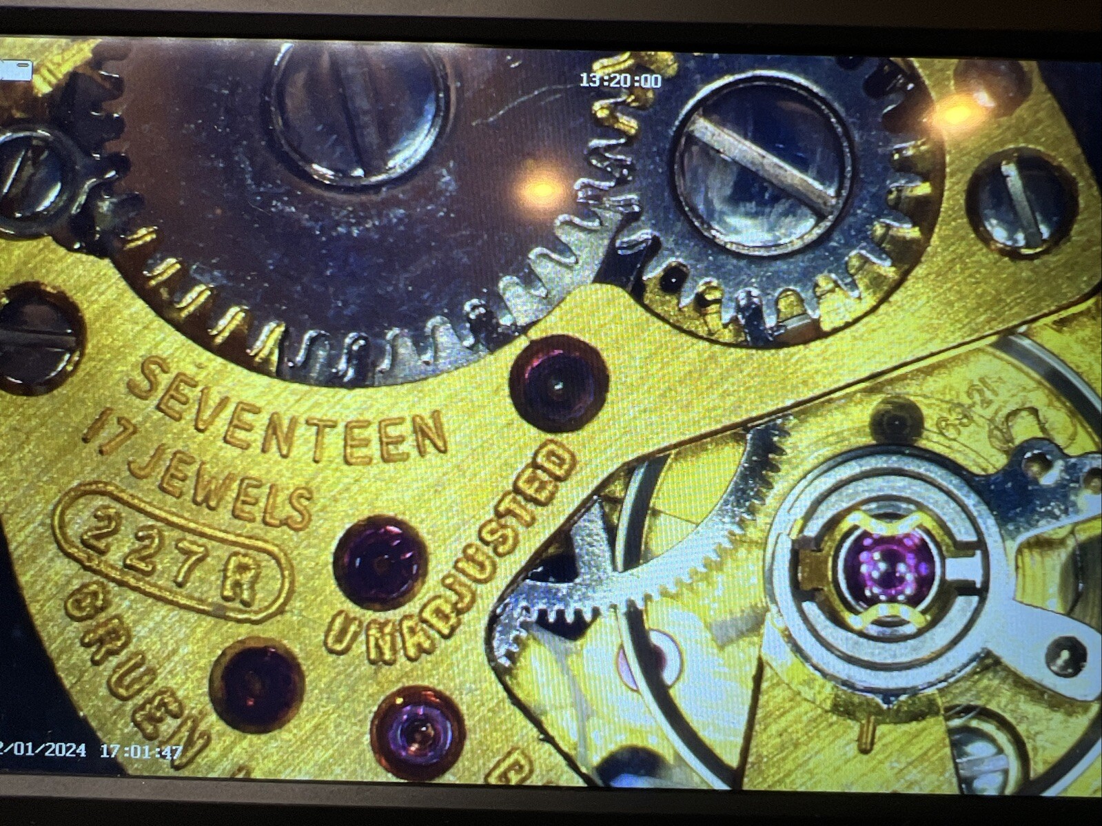 Gruen 227R Movement Dial And Hands -Runs