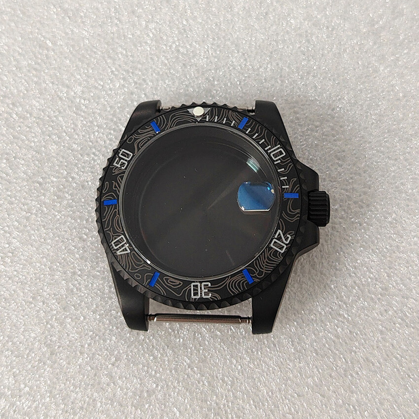 SUB 40MM Watch Case + Frosted Bezel Sapphire Glass for NH35/NH36 Movement