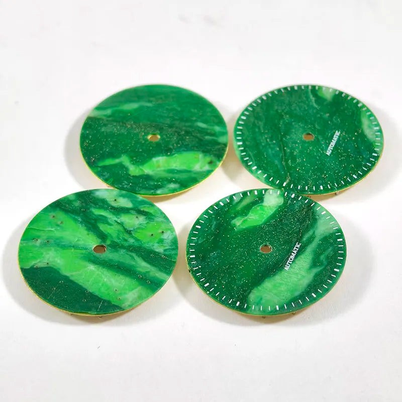 African Jade 28.5mm Dial No Lume NH38 Movement NO Date Blue Lume Stone Dial