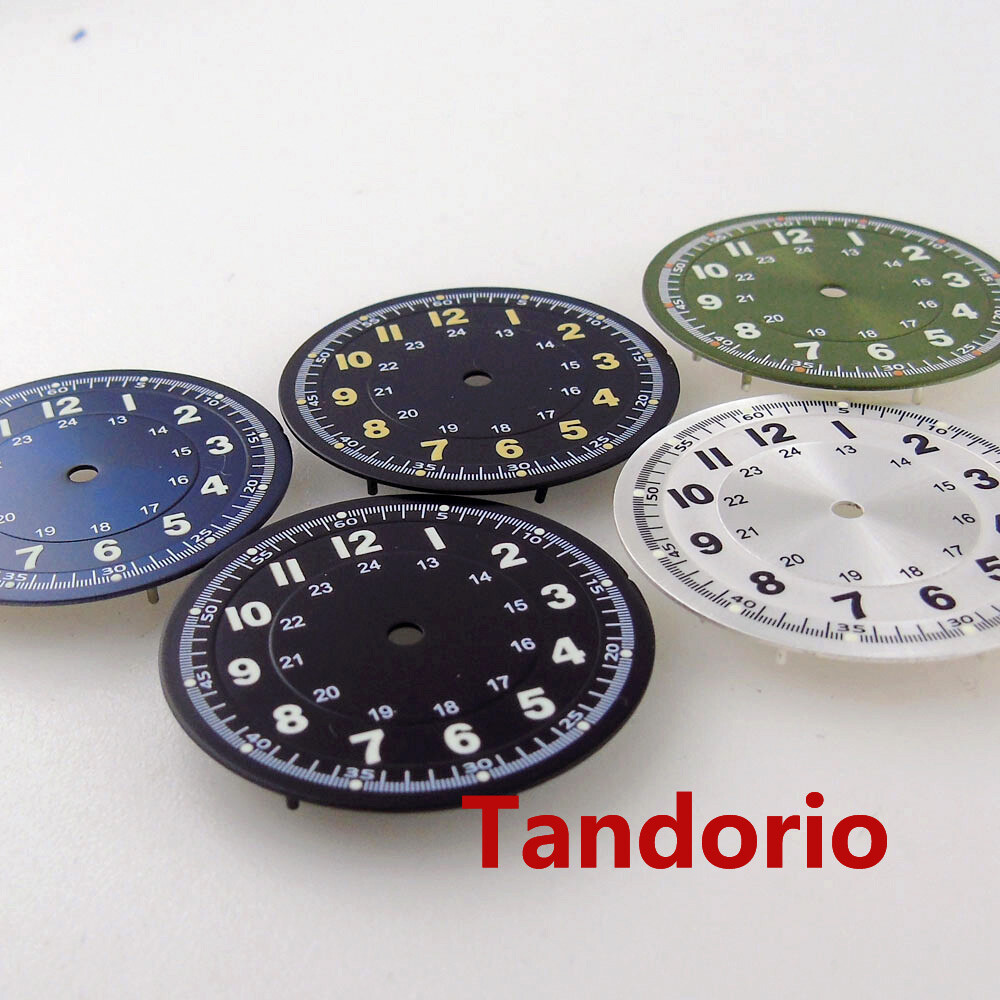 29mm Sunburst Watch Dial Face Fit NH35A NH36A Movement Arabic Numerals Mark Lume