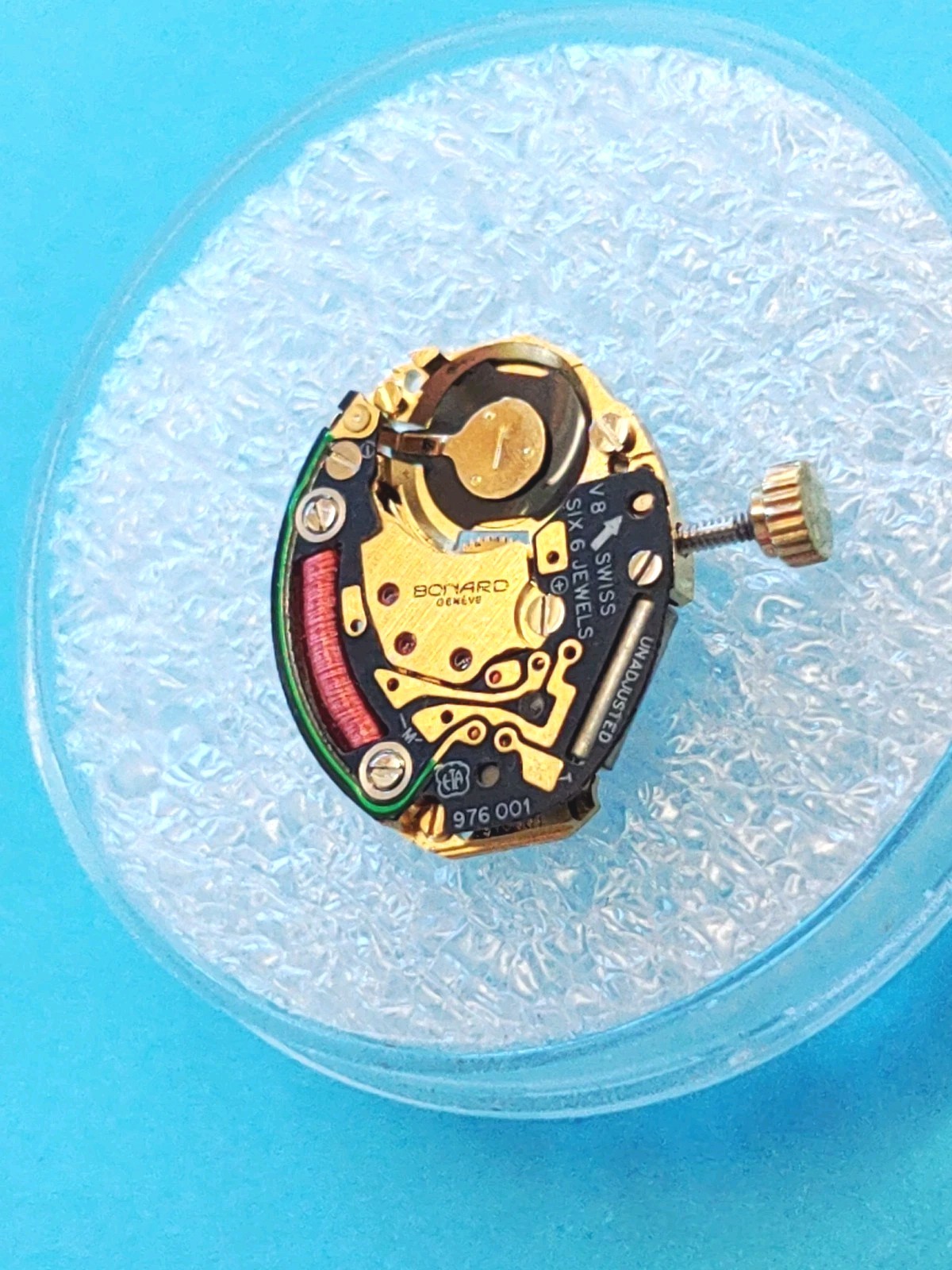 ETA 976.001 High Grade Bonard Geneve Movement.Sets,Runs,Keeps Time 24 Hrs. H=0