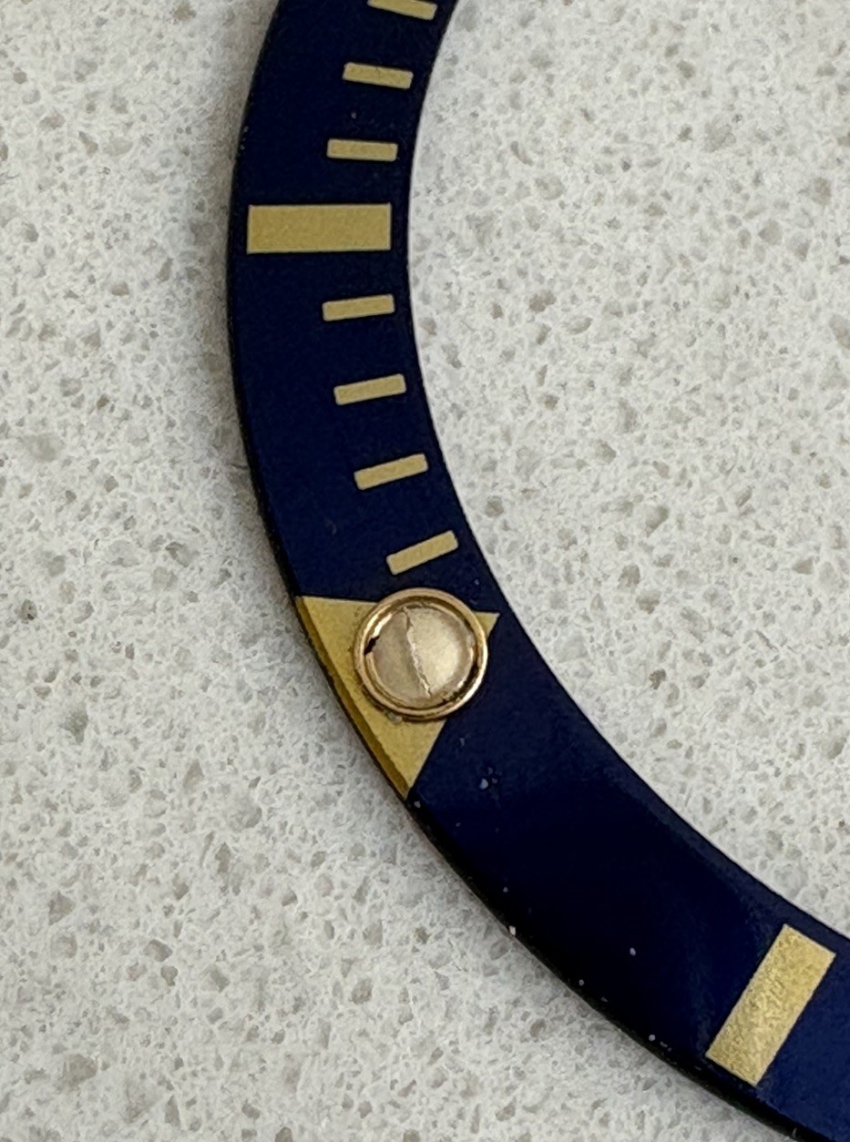 Genuine Rolex submariner 16613/16618 blue/gold tritium bezel insert