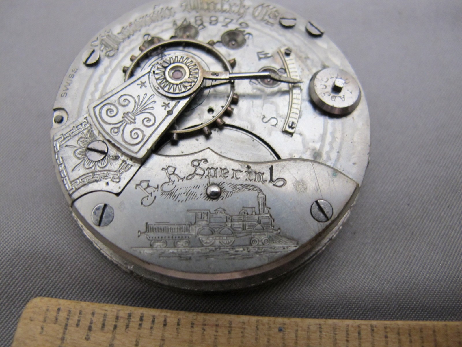 Antique Swiss MARVIN WATCH CO. RR SPECIAL Pocket Watch Movement-Parts/Restore