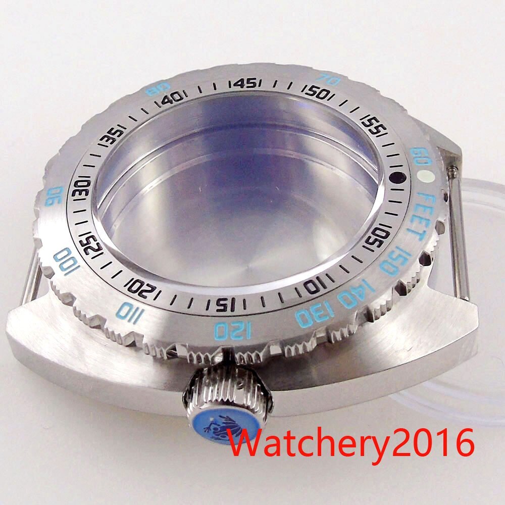 New 45mm 20ATM 316L Stainless Steel Black Silver Watch Case For Japan NH35A NH36
