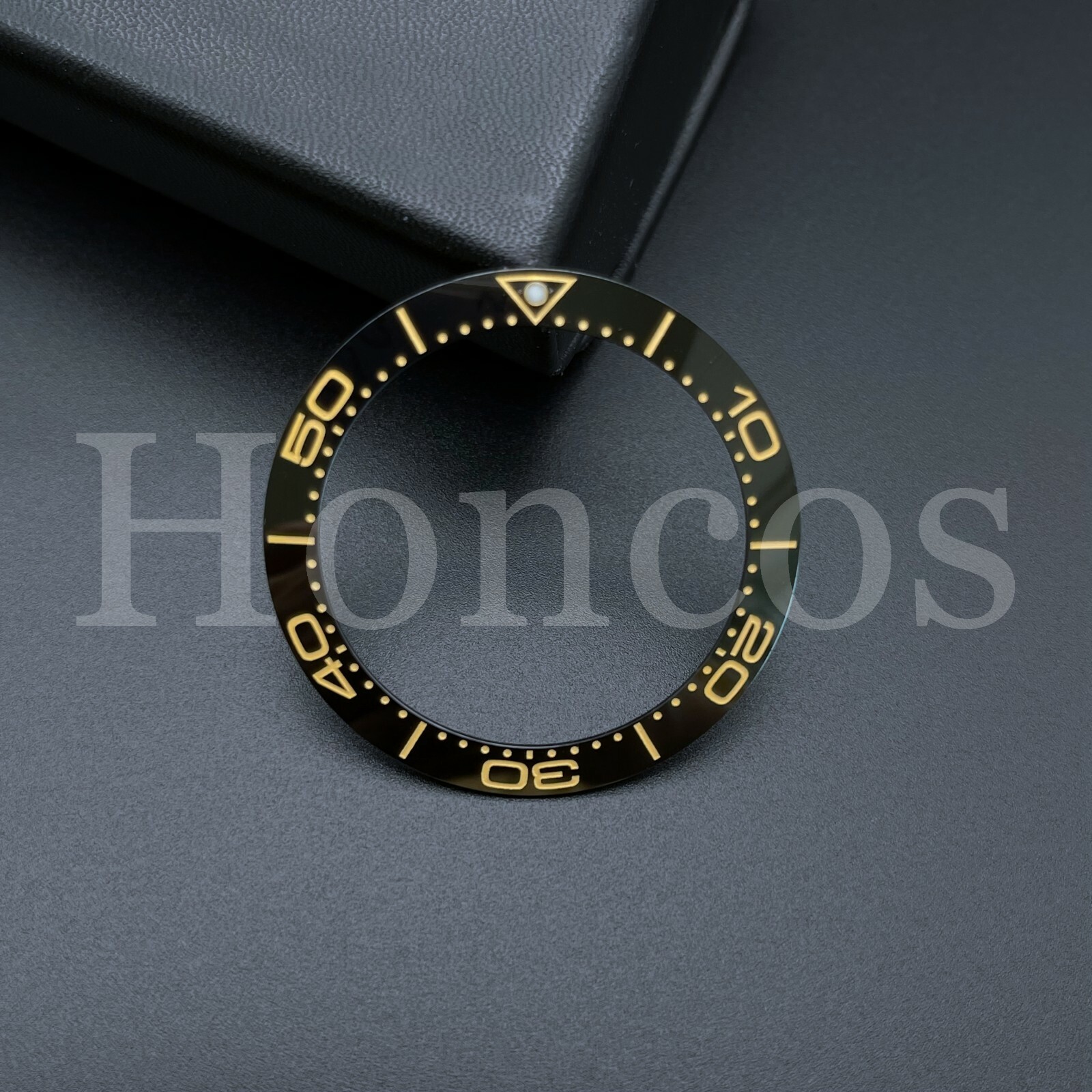 BLACK GOLD CERAMIC BEZEL INSERT FITS FOR OMEGA 41MM SEAMASTER PLANET 007 NUMBERS
