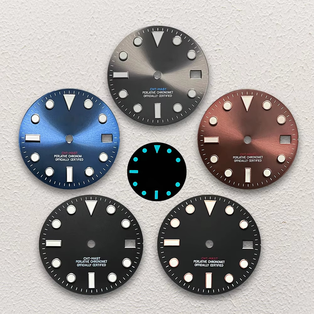 28.5Mm S Logo Sunburst Dial Fit NH35/NH36/4R/7S Japanese Movement Ice Blue Lumin