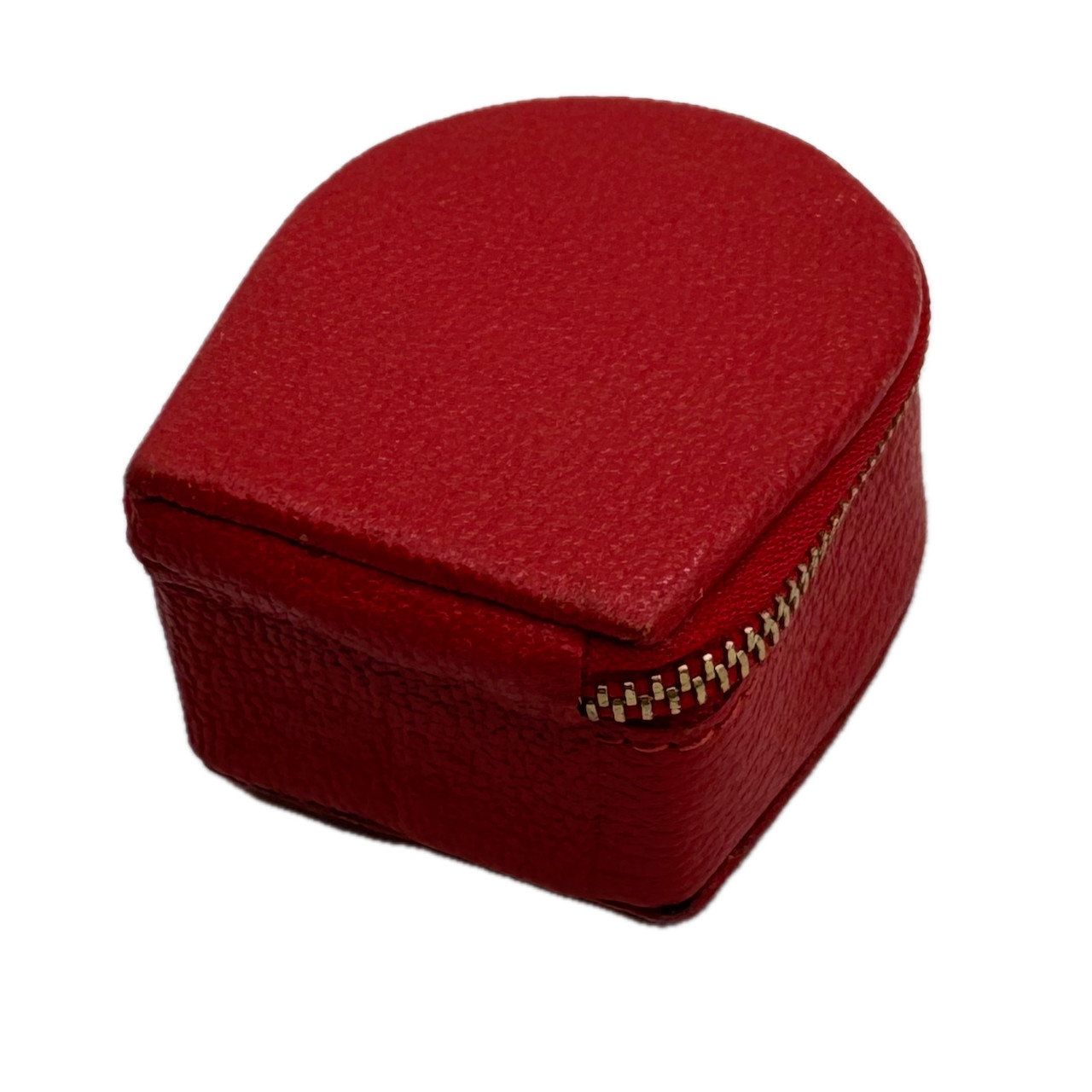 Vintage 1962 Omega Turler 8 Day Ladies Travel Clock Case Red Leather & Suede