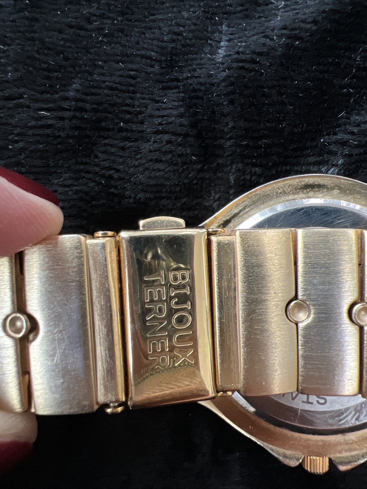 Vintage Bijoux Terner Mens Museum Watch Japan Movement Stainless Black face dial