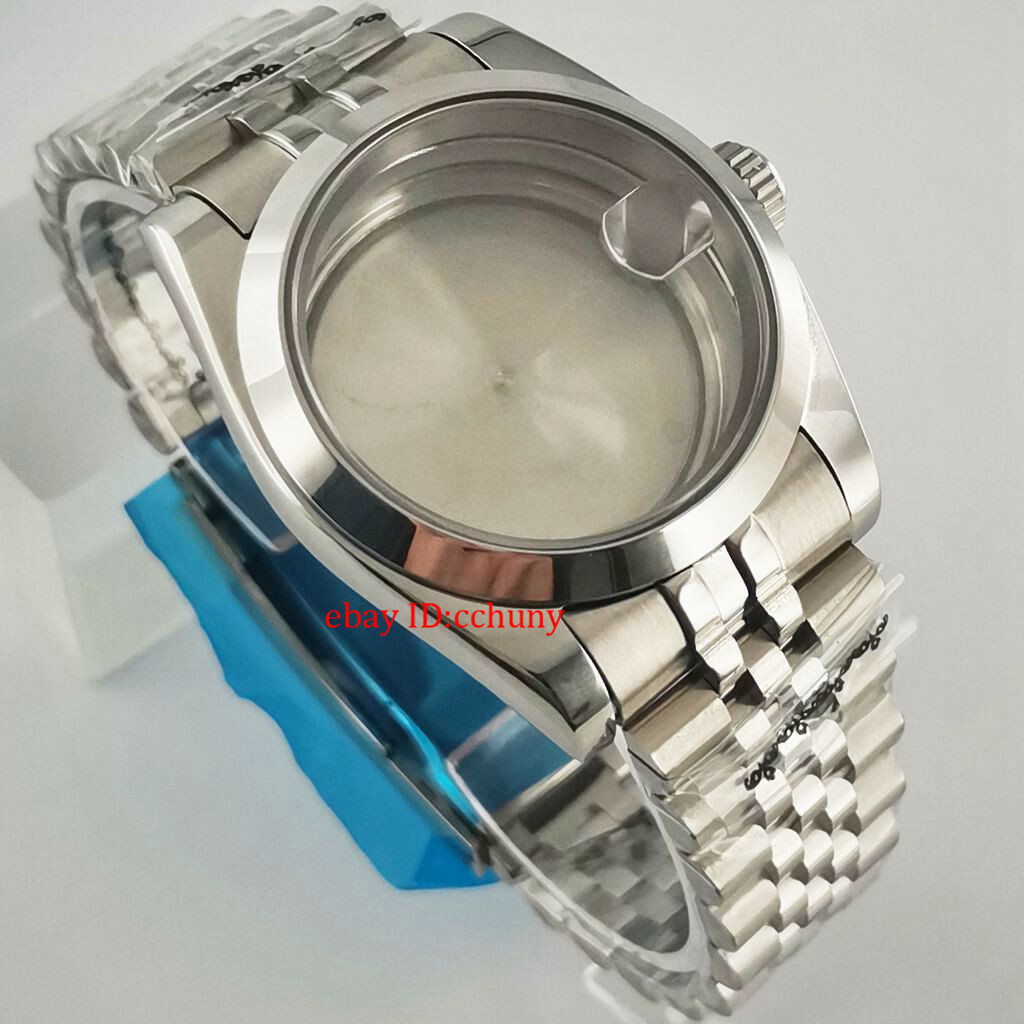 36mm Sapphire SteelWatch Case Jubliee Bracelet Solid Back For NH35 NH36 Movement