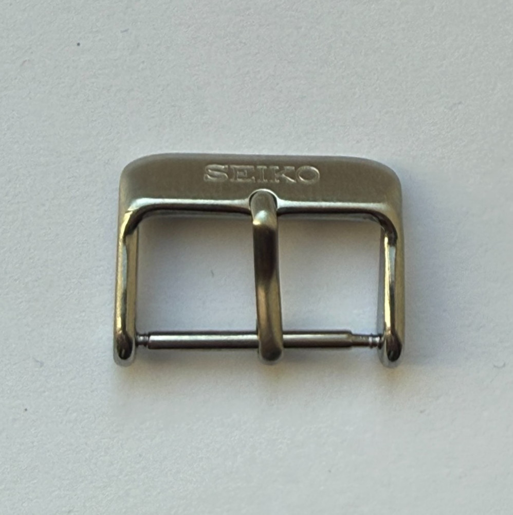 Genuine Original Seiko Brushed Steel Watch Pin Buckle 20mm Leather Rubber Strap