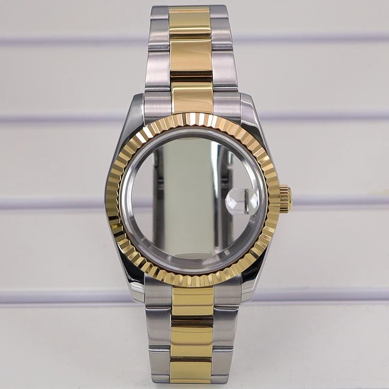 Fluted 36/39mm Watch Case Sapphire Crystal For NH35 NH36 NH38 Miyota 8215