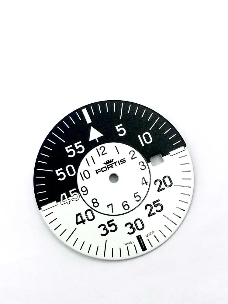 Black/white 2 tone fortis cockpit flieger gents watch dial,35mm.fits cal 2824,28