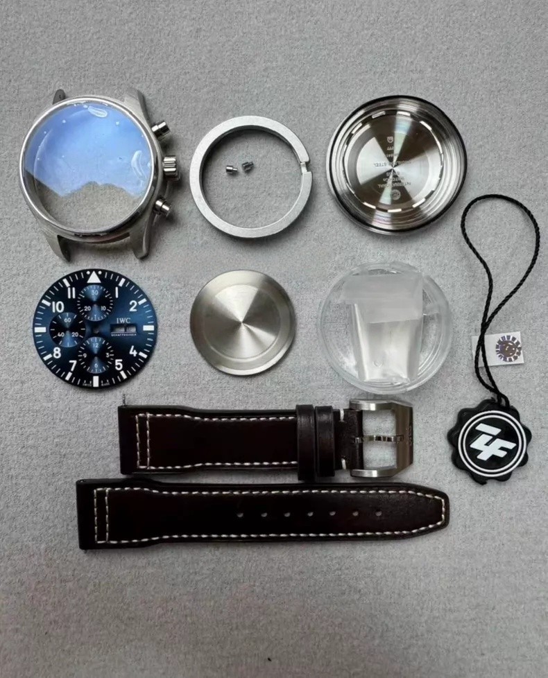 For DIY 43mm Watch Steel Case kit For ETA 7750 Movement
