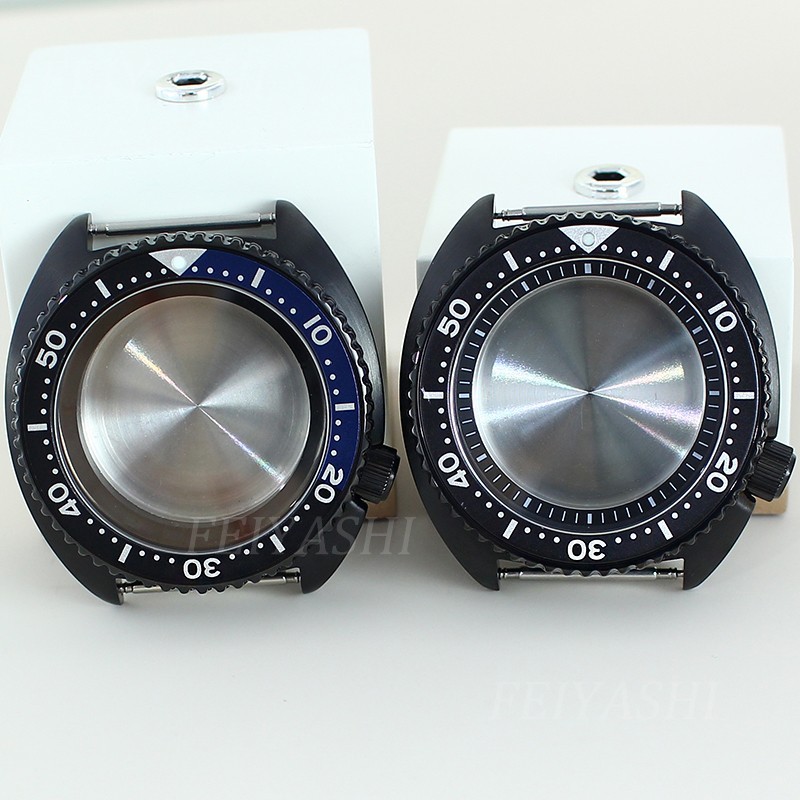 45mm Stainless Black Watch Case Modify Seiko Turtle Mod For Seiko NH34 35 36 38