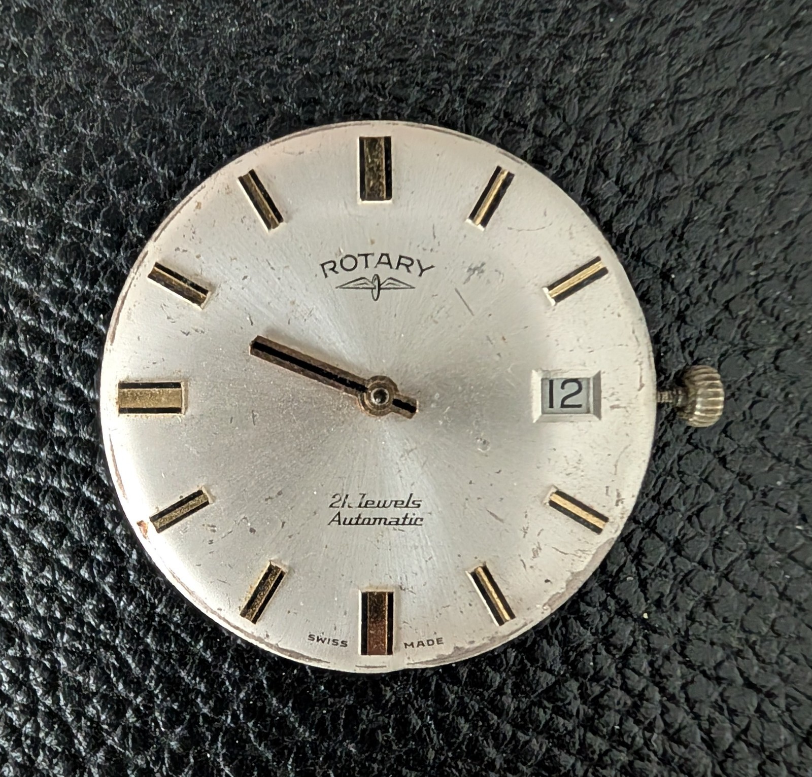 Vintage Rotary Automatic 21 Jewels Watch Movement Gilt AS 1701 Caliber 31mm Dial