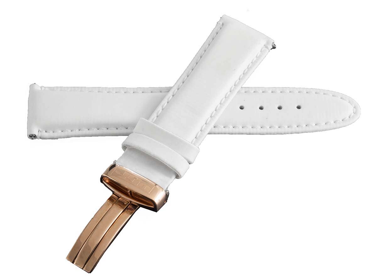 JoJo JoJino 22mm x 20mm White Polyurathane Watch Band Strap W/Gold Tone Buckle