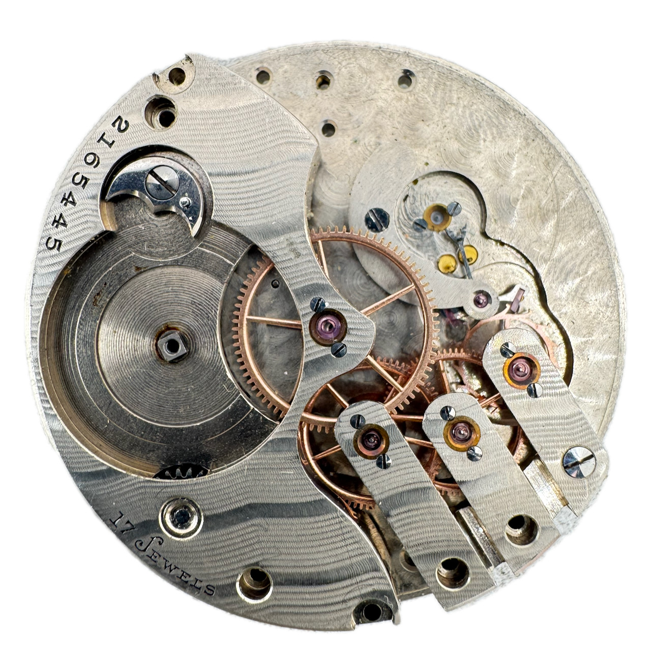 Antique 14s 1909 Illinois 17J Mechanical Pocket Watch Movement 184 USA for Parts