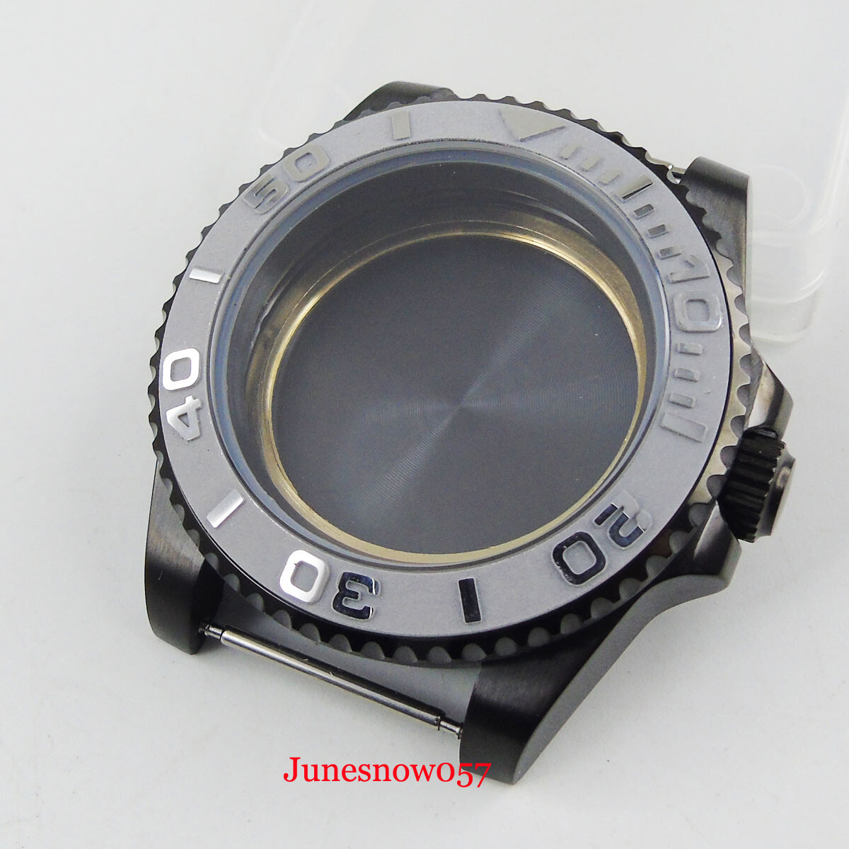 Fit NH35A/NH36A 40mm Black PVD Plated Watch Case Flat Sapphire Ceramic Insert