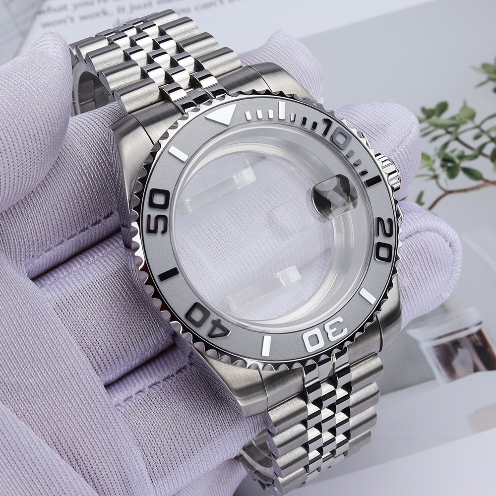 GMT 40mm Aviator Watch Case Bracelet Oyster Pepsi Bezel For Seiko NH35 Movement