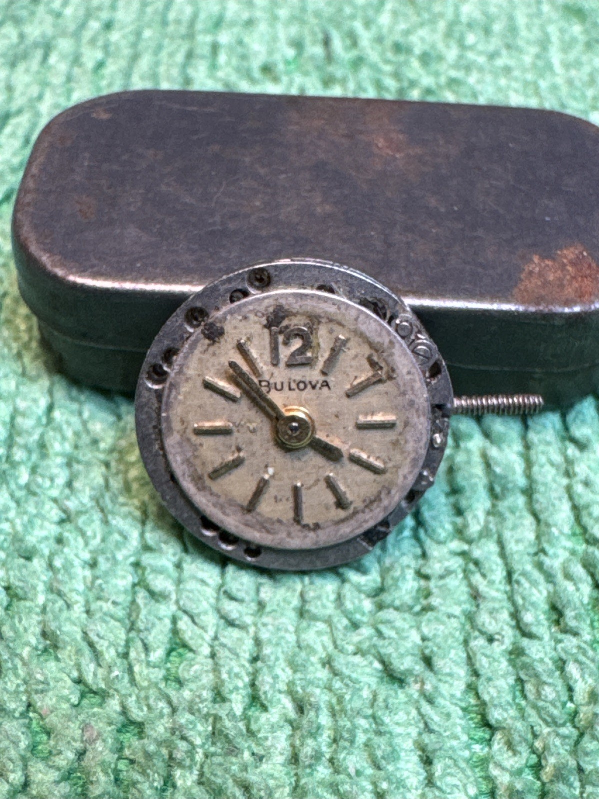 Untested Bulova 6A Watch Movement. Balance Wheel Free For Parts Or Repair
