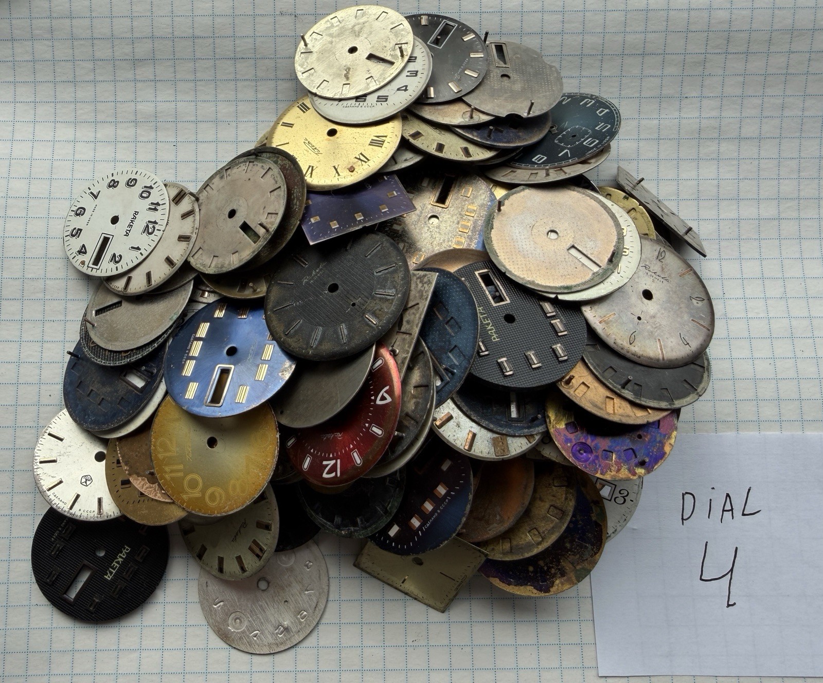 Vintage Watch Dials Lot 400g – Mechanical watch Faces, Steampunk, Soviet Art