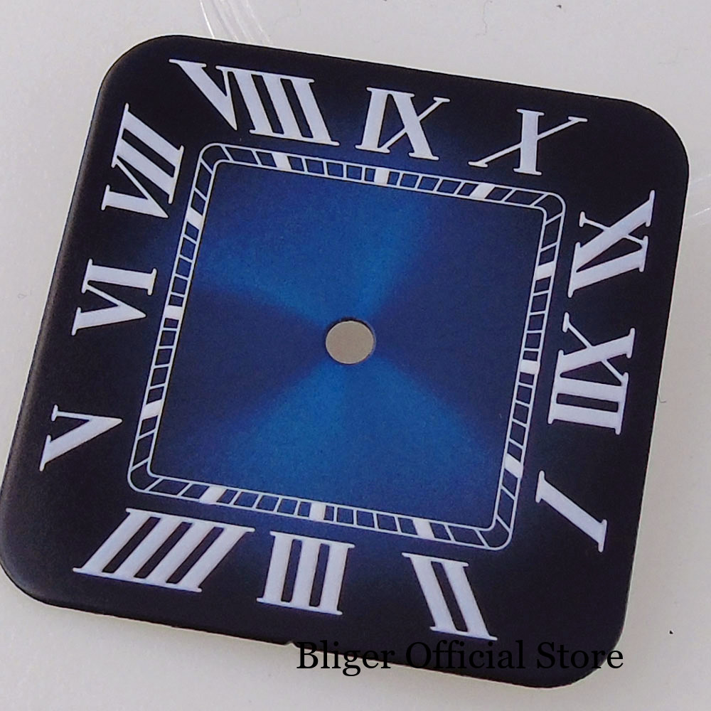 Square 27mm Sterile Watch Dial White Blue Black fit NH35 NH38 NH36 Roman Numeral