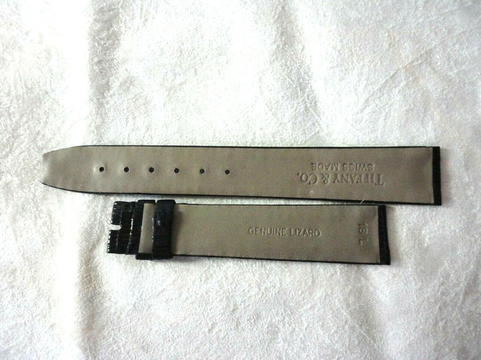 New TIFFANY & Co Watch Strap Black size 18L, Lizard