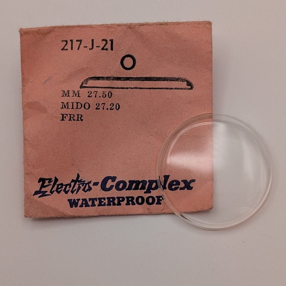 NOS Electro-Complex 217-J-21 Mido 27.5mm Waterproof Watch Crystal