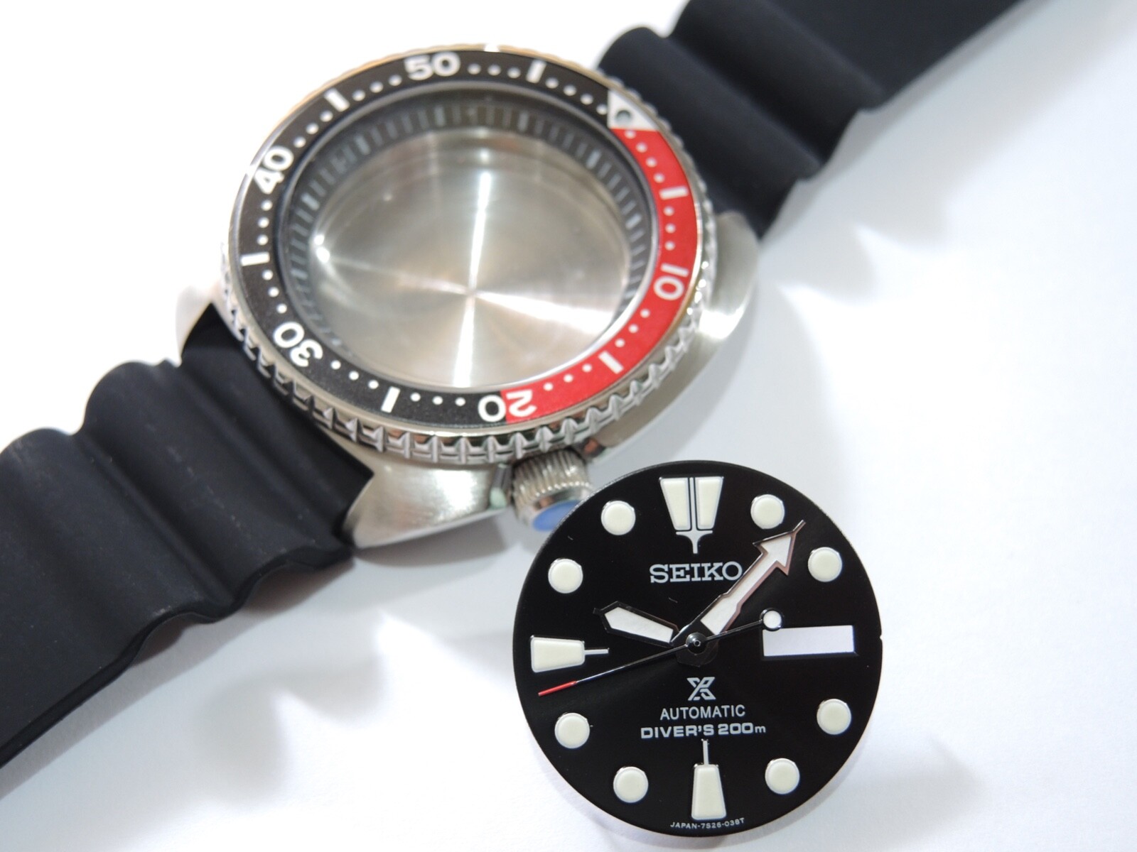 NEW STAINLESS A.M CASE KIT DIVERS TURTLE COKE SRP789 AUTOMATIC (4R36-04Y0) WATCH