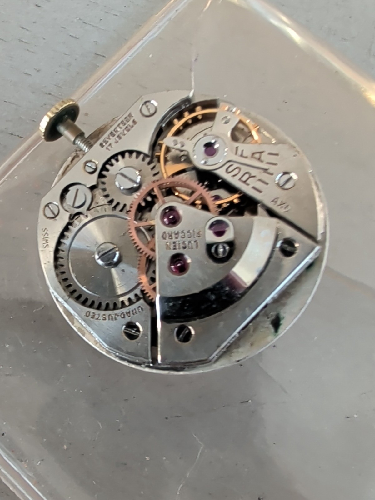 Lucien Picard Watch Movement Swiss 17 Jewel AXU 24mm Gold Dial Ticking