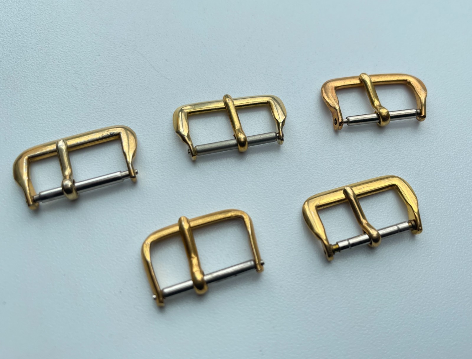 5pc Vintage Gold Plate Watch Buckle Clasp Lot Strap Parts Repair Replacement