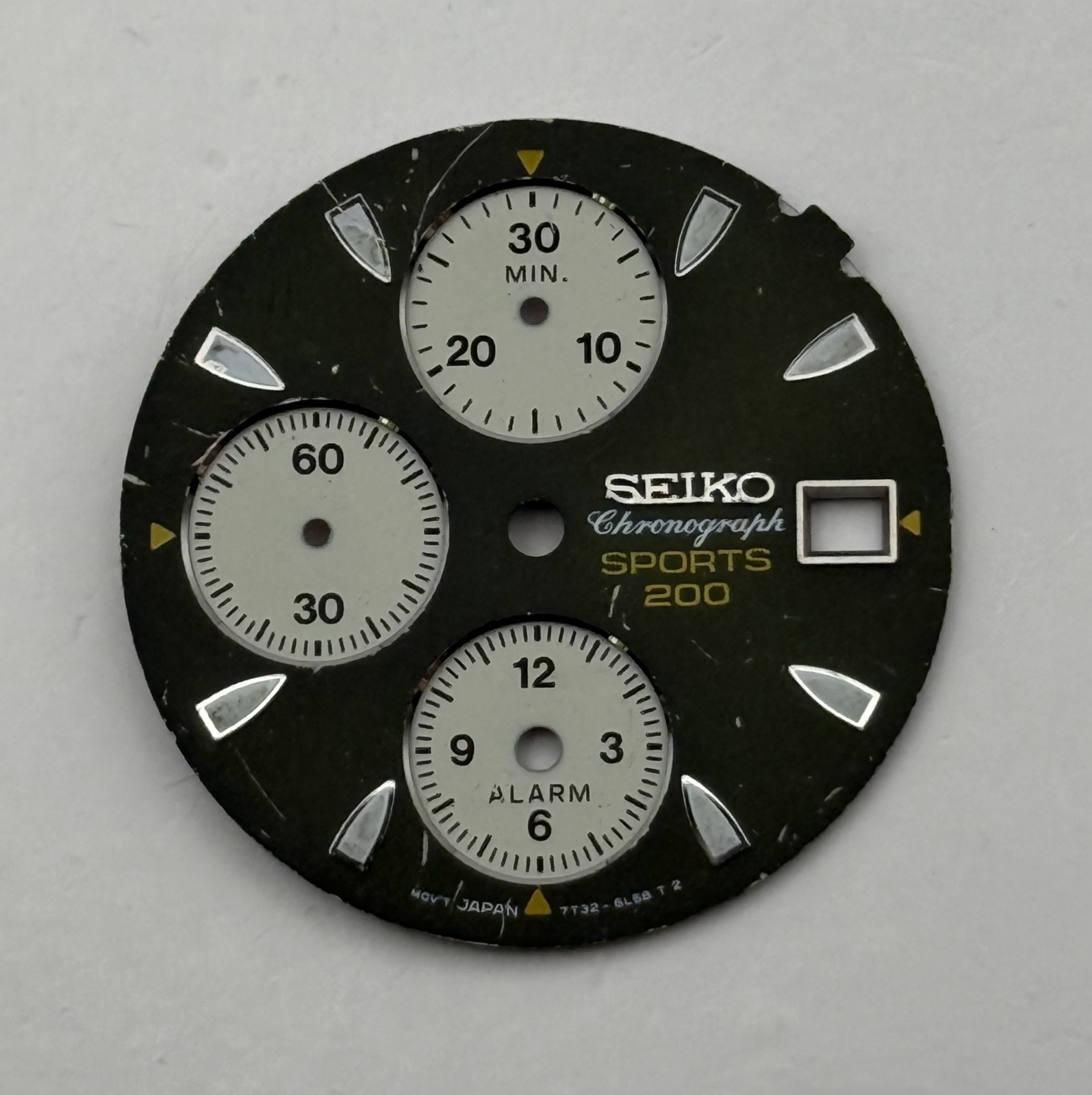 Seiko 7T32-6L58 Watch Dial Chronograph Sports 200 Spare Parts Repair 27.4mm