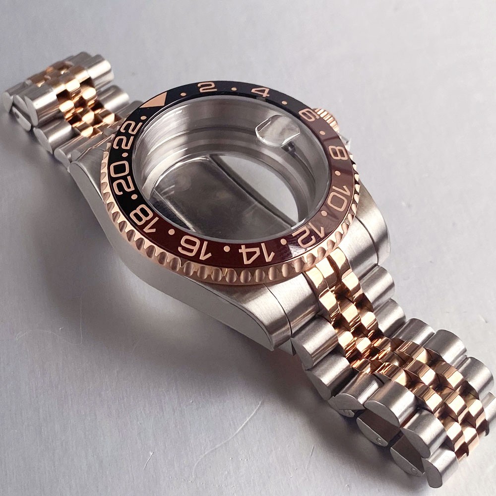 40mm Ceramic Bezel Watch Two Tone Dive Case Sapphire Fit NH35 NH36 ETA2824 8215