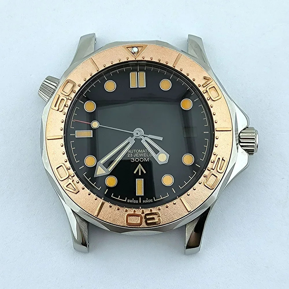 Stainless Steel Strap for Seamaster 300 NH35 Case Dial Hands 41mm Silver Mod Kit
