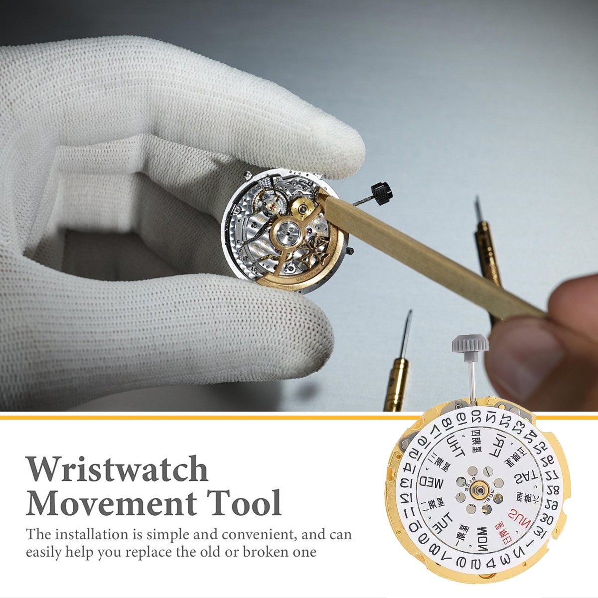 Original 8215 Watch Automatic Movement 21 Jewels, Date at 3 + Extra Parts