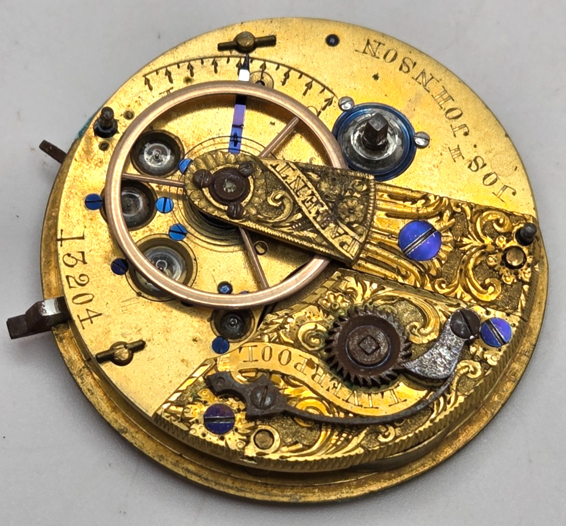 Antique Fusee movement by Jos Johnson AS IS roughly 43mm diameter