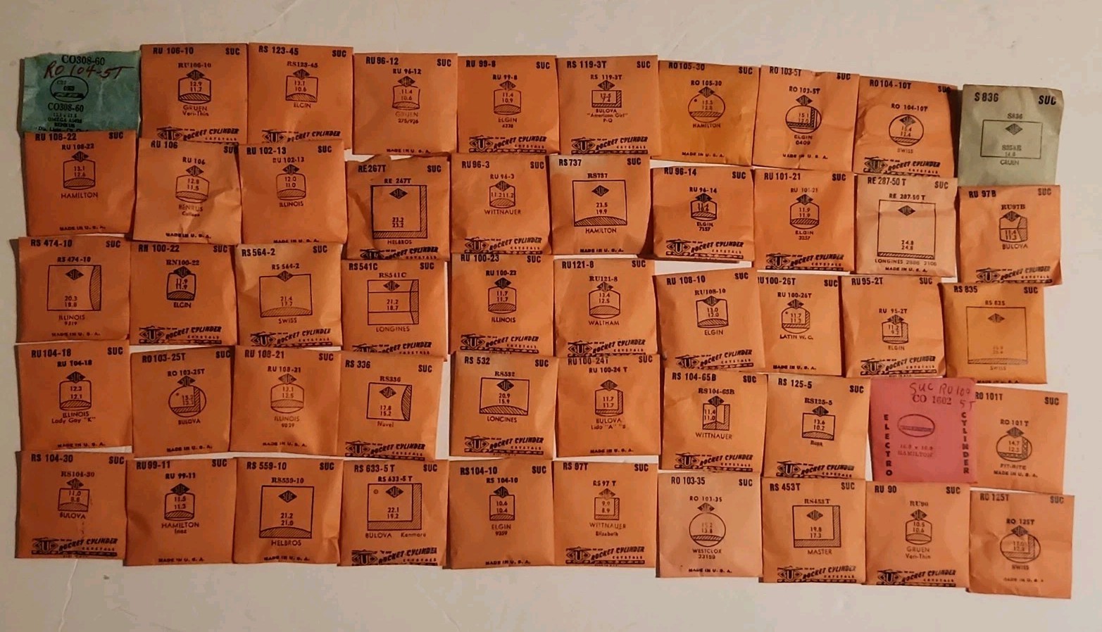 Vintage NOS Lot of 50 SUC Rocket Cylinder Watch Crystals Men’s Mixed Sizes Lot 2