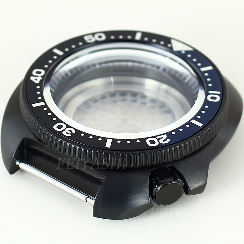 44mm Black Watch Case Modify Seiko turtle Mod AR Sapphire For Seiko NH35 36 NH38
