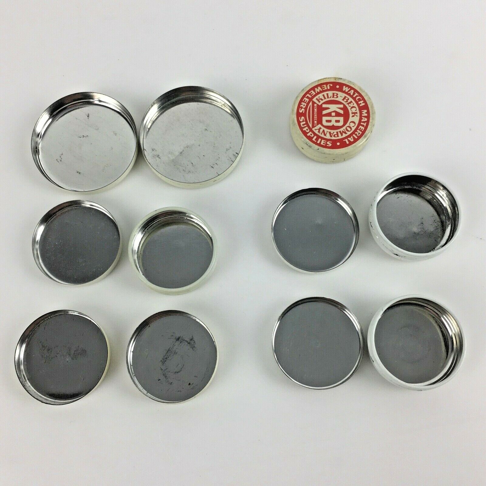 KILB BECK K Watch Jeweler Tins Lot 6 Metal Milwaukee WI Parts Vtg Advertising