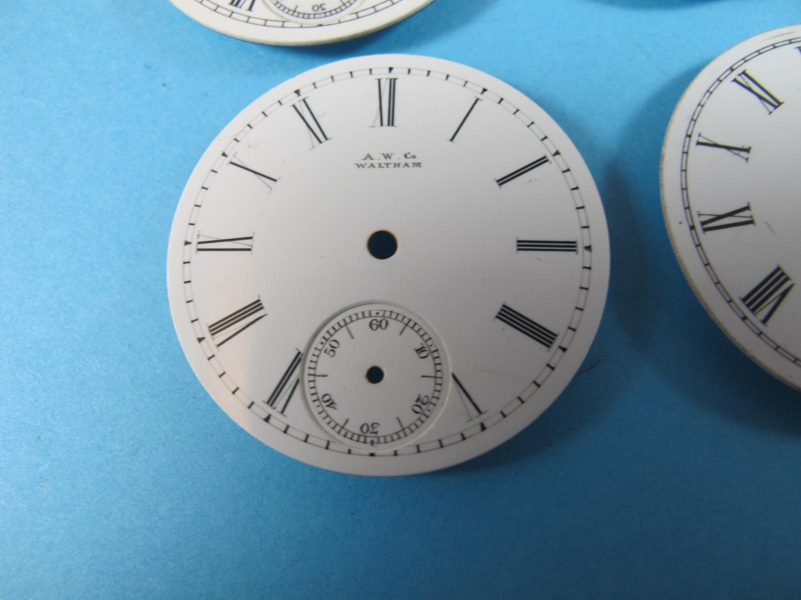 WALTHAM WATCH CO AMERICAN SIZE SIX POCKET WATCH DIAL GROUP OF 4