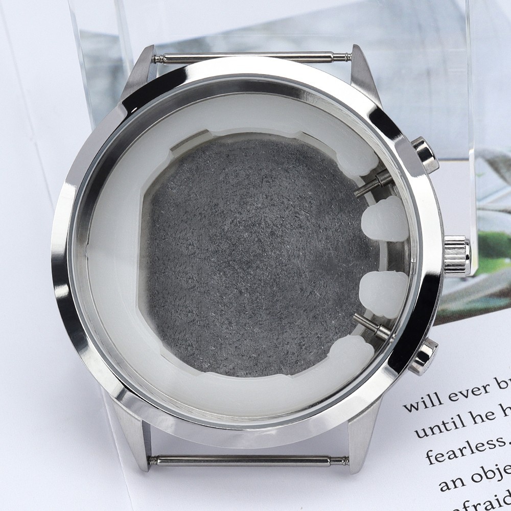 Retro Aviator Watch Case Brushed 46.8mm Stainless 10ATM For Seiko VD53 Movement