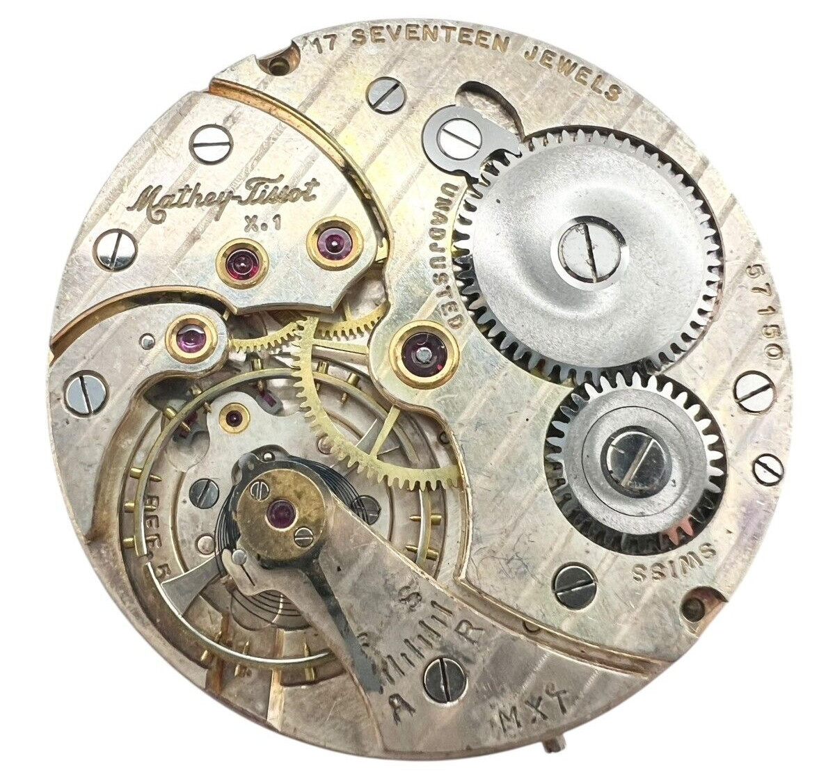 Vintage 17j Swiss Mathey Tissot X.1 Pocket Watch Movement