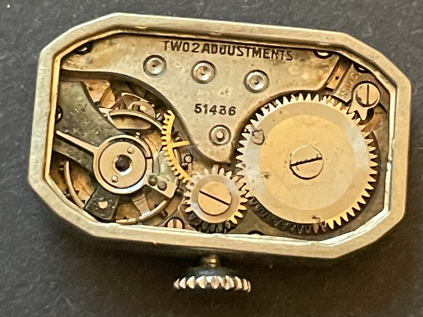 Vintage Grant Watch Movement Parts/Repair Art Deco Dial Hands 7j Swiss
