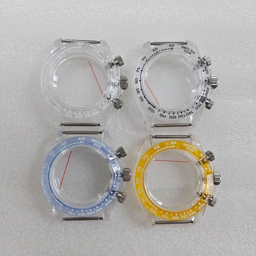 VK63 Case 39mm Transparent Rubber Case Acrylic Glass for Quartz VK63 Movement