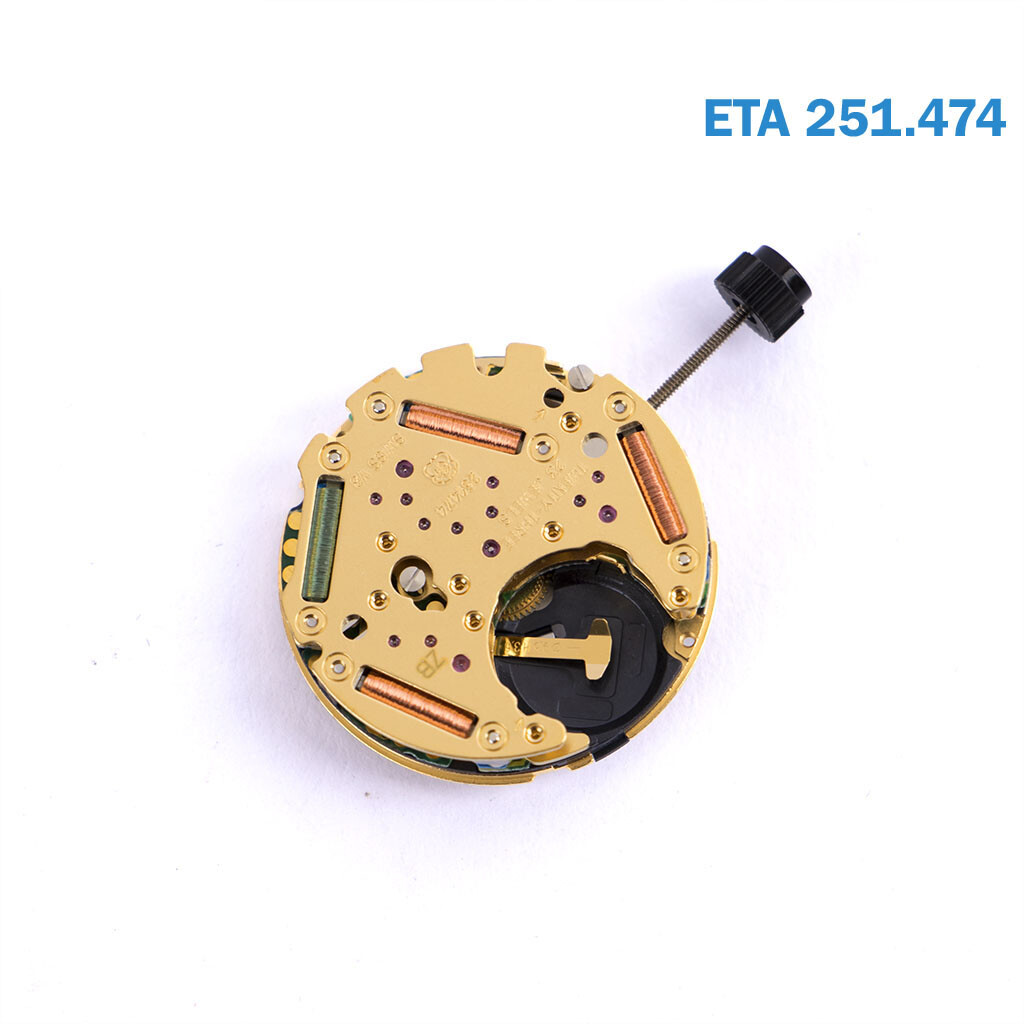 ETA Swiss Movement 251.474 Replacement for 251.471, White Date Disk on 4.